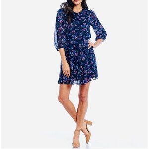 Calvin Klein Dress Womens 10 Floral Sheer Balloon Sleeve Mini Cottagecore Fairy